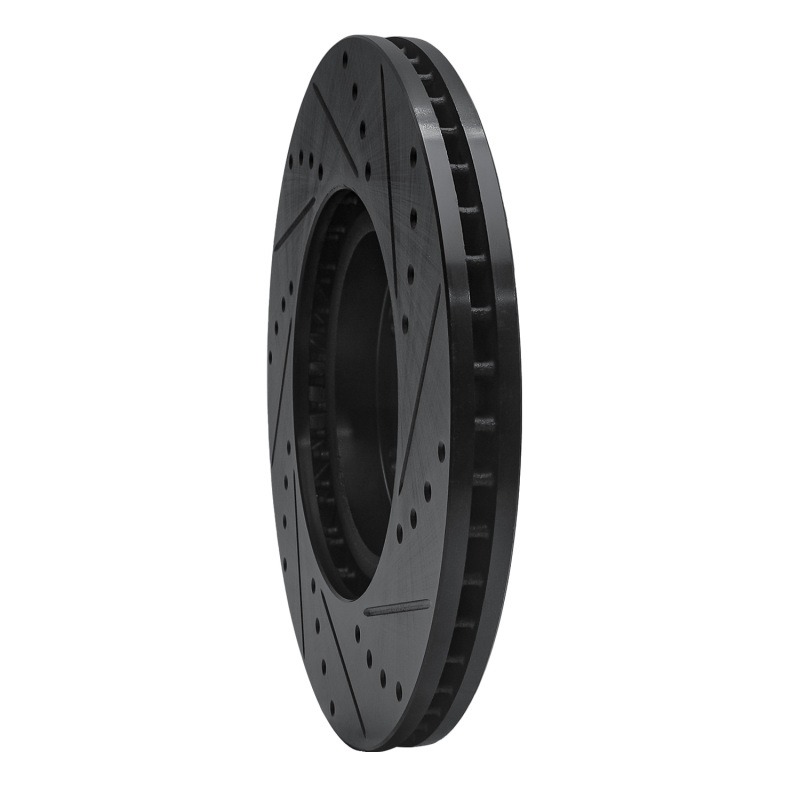 Acura MDX Brake Rotor (1) - Front Left - R1 Concepts - Drilled & Slotted - Black - `07-`20